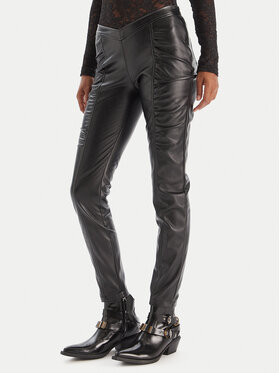 PINKO PINKO Dirbtinės odos kelnės Panelle 105375 A2P5 Juoda Slim Fit