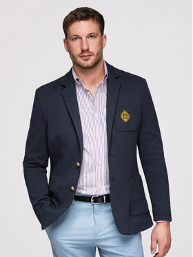 Ombre Ombre Marynarka OM-BLZB-0166 Granatowy Slim Fit