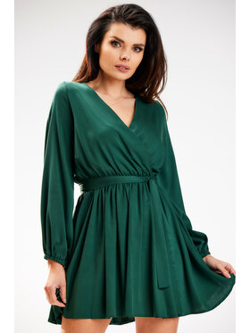 Awama Awama Sukienka letnia A577 Zielony Basic Fit