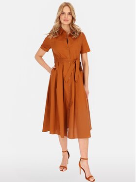 Perso Perso Letné šaty RBE255729F Hnedá Regular Fit