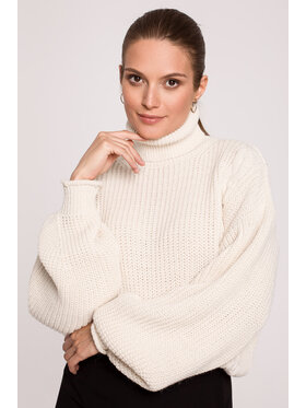 Makover Makover Sweter K124 Beżowy Regular Fit