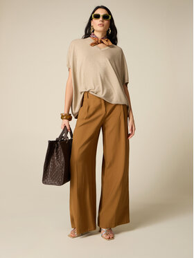 Oltre Oltre Spodnie materiałowe P009R008933N022 Brązowy Baggy Fit