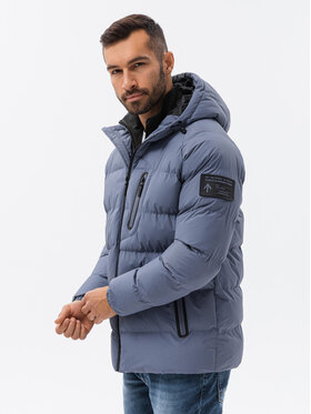 Ombre Ombre Zimní bunda OM-JAHP-0178 Modrá Regular Fit