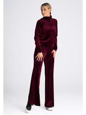 FIGL FIGL Spodnie damskie M966 Bordowy Regular Fit