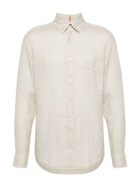 BOSS Boss Camicia Camicia in Lino Beige Regular Fit
