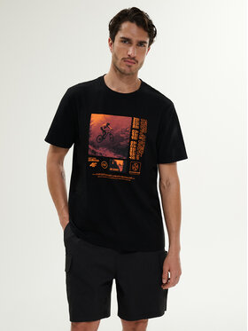 4F 4F T-Shirt WHEEL & WAVE Czarny Relaxed Fit