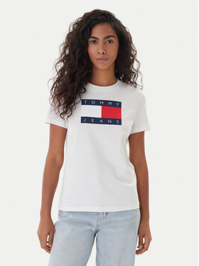 Tommy Jeans Tommy Jeans Póló Flag DW0DW22562 Ekru Regular Fit