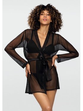 DKaren Lingerie DKaren Lingerie Szlafrok Aisha Czarny Classic Fit