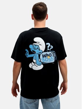 Smerfy Smerfy T-Shirt Koszulka Z Krótkim Rękawem Oversize Męska Czarna Smerfy Ważniak Boss L Biały Oversize