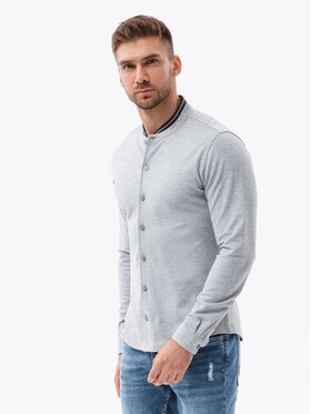 Ombre Ombre Košile OM-SHCS-0178 Šedá Slim Fit