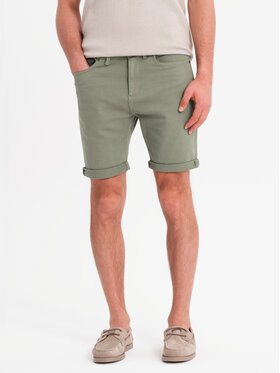 Ombre Ombre Szorty jeansowe OM-SRDS-0162 Khaki Regular Fit