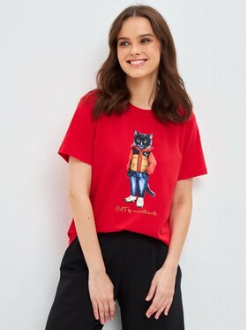 CAT by maniita lacitta CAT by maniita lacitta T-Shirt Printed T-shirt Czerwony Regular Fit