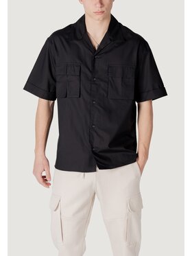 Antony Morato Antony Morato Πουκάμισο GRANADA RELAXED FIT WITH LOGOED METAL BADGE Μαύρο Relaxed Fit
