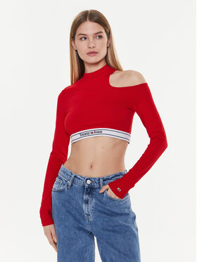 Tommy Jeans Tommy Jeans Bluzka Tjw Logo DW0DW14893 Czerwony Slim Fit