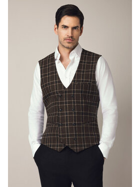 Lancerto Lancerto Kamizelka Arpino KA131225000013 Brązowy Slim Fit