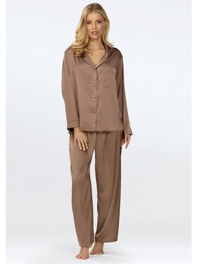 DKaren Lingerie DKaren Lingerie Komplet bluzka i spodnie Amina Brązowy