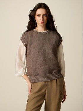 Oltre Oltre Sweter M271E002297N032 Brązowy Regular Fit