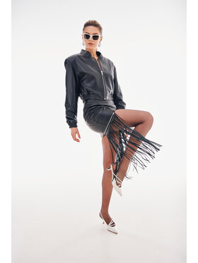 Mimika Mimika Kurtka skórzana Rumor bomber n^1 Czarny Oversize
