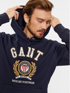 Gant Majica Dugih Rukava Crest Hoodie 2006069 Tamnoplava Relaxed Fit