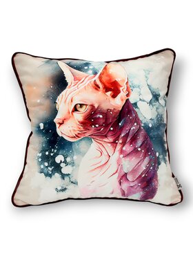 Mental Ether Mental Ether Poduszka dekoracyjna Winter Cat - z kotem Sfinksem Écru