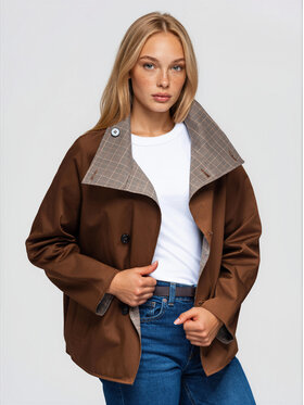 Ombre Ombre Płaszcz przejściowy OW-CT-E0021 Brązowy Regular Fit