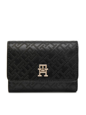 Tommy Hilfiger Tommy Hilfiger Portofel Mare de Damă Th Distinct Trifold Wallet Mono AW0AW17257 Negru