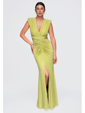 Ombre Ombre Večerní šaty LA-OM-DLR402 Zelená Slim Fit