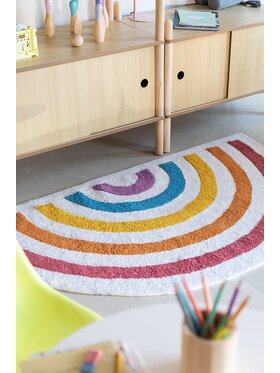 MIAhome MIAhome Dywan dziecięcy bawełniany półpokrągły Tęcza 75x145 cm Kolorowy
