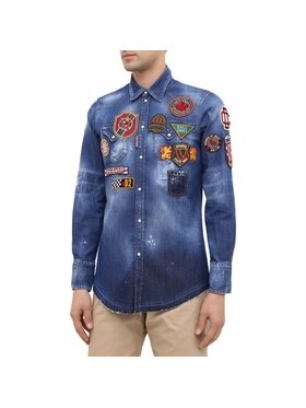 Dsquared2 Dsquared2 džínsová košeľa S74DM0444 S30341 470 Modrá Regular Fit