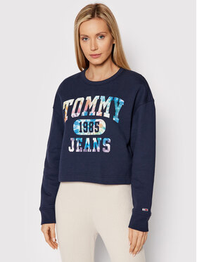 Tommy Jeans Tommy Jeans Felpa Crop Tie Dye 3 DW0DW12048 Blu scuro Cropped Fit