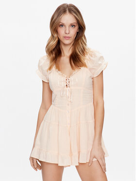 BDG Urban Outfitters BDG Urban Outfitters Kezeslábas BDG LILLY LACE PLAYSUIT 76465715 Ekru V-Neck Fit