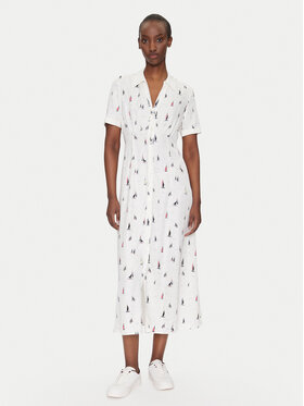 Tommy Hilfiger Tommy Hilfiger Rochie tip cămașă WW0WW44668 Alb Regular Fit
