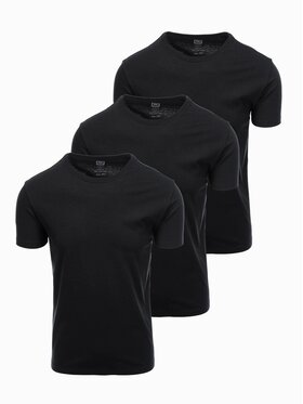 Ombre Ombre Komplet 3 t-shirtów OM-TSBS-0232 Czarny Regular Fit