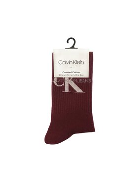 Calvin Klein Calvin Klein Skarpety wysokie damskie WYSOKIE SKARPETY DAMSKIE 2-PACK Bordowy