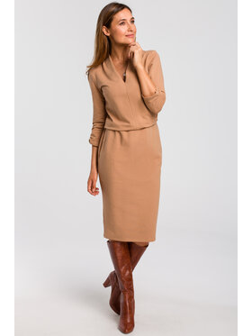 Stylove Stylove Každodenné šaty S194 Béžová Regular Fit
