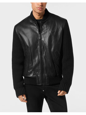 PHILIPP PLEIN PHILIPP PLEIN Kožená bunda 26035 Černá Regular Fit