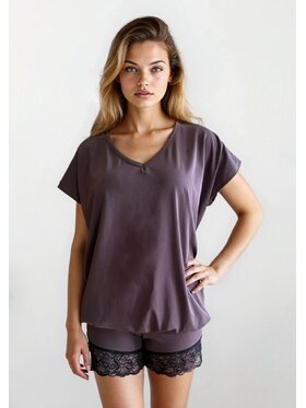 DKaren Lingerie DKaren Lingerie Piżama Tamara3 Brązowy Classic Fit