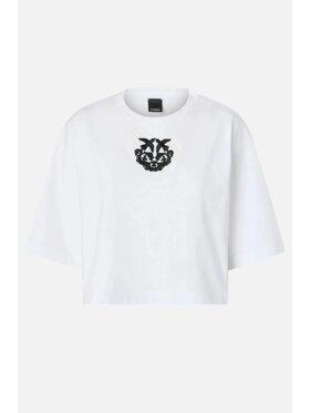 PINKO PINKO T-Shirt BORGHETTO T-SHIRT JERSEY LOGO Bílá Comfort Fit