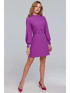 Makover Makover Sukienka codzienna K078 Fioletowy Regular Fit