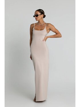 Chiara Wear Chiara Wear Sukienka codzienna Sukienka maxi ramiączka SPAGHETTI Beżowy Slim Fit