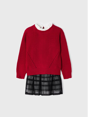 Mayoral Mayoral Komplet sweter i sukienka 4955 Czerwony Regular Fit