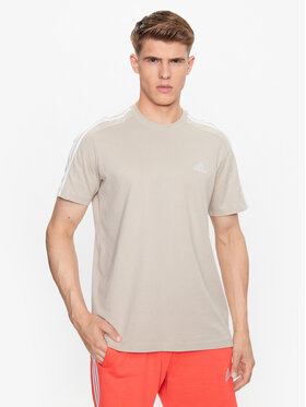 adidas adidas T-Shirt Essentials Single Jersey 3-Stripes T-Shirt IJ8685 Beżowy Regular Fit