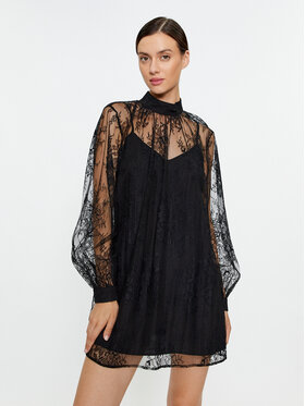 Sisley Sisley Коктейлна рокля 4FBYLV048 Черен Regular Fit