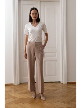 EMOI EMOI Spodnie materiałowe Beżowe szerokie Beżowy Feminine Fit