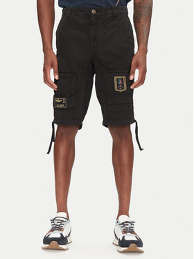 Aeronautica Militare Aeronautica Militare Bavlnené šortky 251BE041CT1122 Čierna Regular Fit