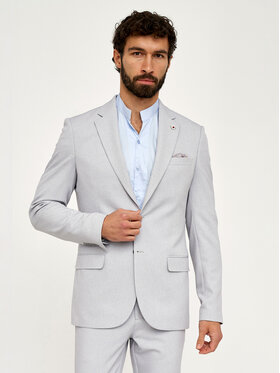 VILLARO VILLARO Marynarka MAR712 Szary Slim Fit