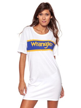 Wrangler Wrangler Sukienka codzienna B&Y TEE DRESS Biały Regular Fit