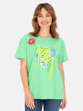 Perso Perso T-Shirt TCE245099F Zielony Regular Fit