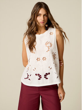 Oltre Oltre Top G063J004518N011 Biały Regular Fit
