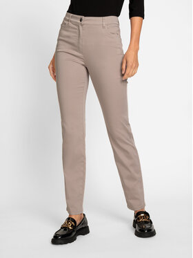 Olsen Olsen Medžiaginės kelnės Mona 14000620 Smėlio Slim Fit